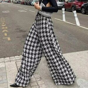 Storets Milla Houndstooth Print Wide Leg Pants S/M